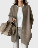 Leonie | Kaschmir Cardigan Lang Knopfleiste Elegant Strick in Brown