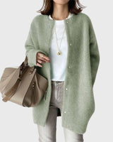 Leonie | Kaschmir Cardigan Lang Knopfleiste Elegant Strick in Green