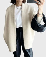 Leonie | Kaschmir Cardigan Lang Knopfleiste Elegant Strick in Beige