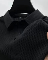 Kasper | Herren Strukturiertes Poloshirt Kurzarm in Schwarz