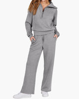 Katarina | Damen Trainingsanzug Set mit Halbzip in Grau