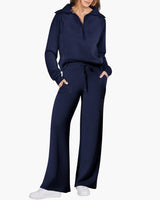 Katarina | Damen Trainingsanzug Set mit Halbzip in Dunkelblau