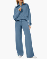 Katarina | Damen Trainingsanzug Set mit Halbzip in Blaugrau