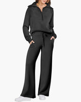 Katarina | Damen Trainingsanzug Set mit Halbzip in Schwarz