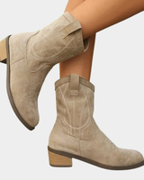 Kathleen | Damen Orthopädische Cowboy Stiefeletten mit Muster und Absatz in Grau
