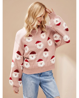 Katinka | Damen Oversized Pullover mit Weihnachten und langen Armen in Rosa