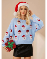 Katinka | Damen Oversized Pullover mit Weihnachten und langen Armen in Blau