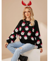Katinka | Damen Oversized Pullover mit Weihnachten und langen Armen in Schwarz