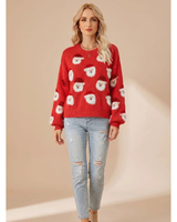 Katinka | Damen Oversized Pullover mit Weihnachten und langen Armen in Rot