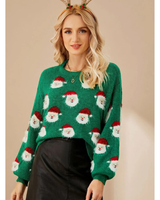 Katinka | Damen Oversized Pullover mit Weihnachten und langen Armen in Grün
