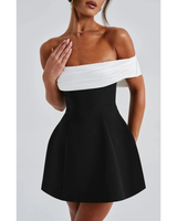 Katrin | Damen Schwarze Minikleid mit Blumenmuster in Schwarz