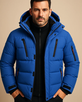 Keno | Herren Winterjacke mit Kapuze, Reißverschluss und Taschen in Blau