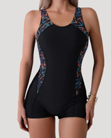 Kersa | Damen Racerback Badeanzug mit Shorts in Schwarz