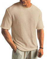 Herren Texturierte Rundhalsausschnitt T-Shirt in Khaki