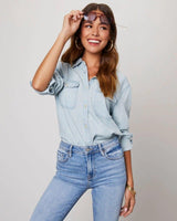 Klassisches Jeanshemd Damen in Hellblau