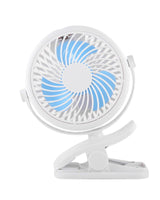 Klemm Ventilator tragbar mit Akku und 360° Rotation in Blau