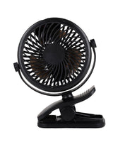 Klemm Ventilator tragbar mit Akku und 360° Rotation in Schwarz