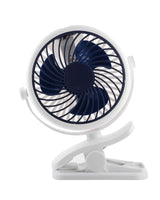 Klemm Ventilator tragbar mit Akku und 360° Rotation in Dunkelblau
