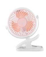 Klemm Ventilator tragbar mit Akku und 360° Rotation in Rosa