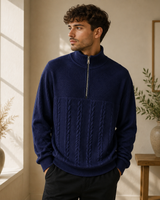 Konrad | Herren Strickpullover mit Kragen in Marineblau