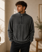Konrad | Herren Strickpullover mit Kragen in Schwarz