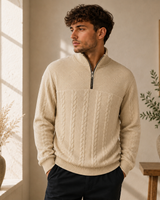 Konrad | Herren Strickpullover mit Kragen in Beige