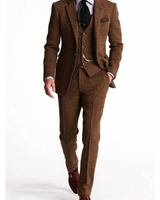 Konstantin | Herren Anzug mit Weste, Sakko und Hose im Tweed Stil in Braun