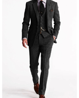 Konstantin | Herren Anzug mit Weste, Sakko und Hose im Tweed Stil in Grau