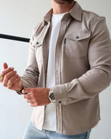 Konstantin | Herren Langarm Freizeithemd in Beige