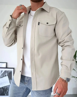 Konstantin | Herren Langarm Freizeithemd in Hellbeige