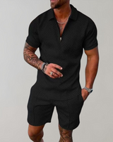Konstantin | Herren Polo Shorts Set in Schwarz