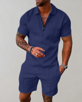 Konstantin | Herren Polo Shorts Set in Marineblau