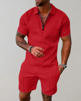 Konstantin | Herren Polo Shorts Set in Rot