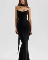 Hailey Ivory Champagne Toast Korsett-Top Trägerlos Satin Brautparty in Schwarz