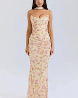 Hailey Ivory Champagne Toast Korsett-Top Trägerlos Satin Brautparty in Blumen