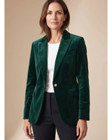 Kunigunde | Damen Blazer aus Samt mit Langarm, Revers und Knöpfen in Grün