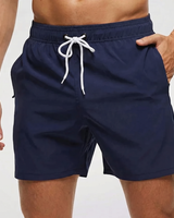 Kurze Herren-Badeshorts mit Kontrastbund in Marineblau