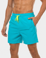 Kurze Herren-Badeshorts mit Kontrastbund in Türkis
