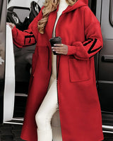 LILY – Elegante Nordic Knit Kapuzenjacke für Damen in Rot