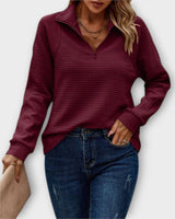 Romena - Pullover Mit Kragen Und Reißverschluss in Rot
