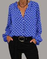 Edwina | Geometrische Bluse in Blau