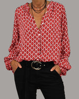 Edwina | Geometrische Bluse in Rot