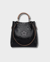 Damen Shopper Tasche mit Blumendruck - Samara in Schwarz