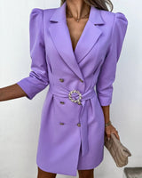 Langarm Kleid Festlich Elegant in Lila