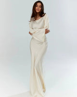 Langarm Maxikleid Elegant in Elfenbein