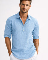 Langarm Poloshirt für Herren Klassisch in Blau