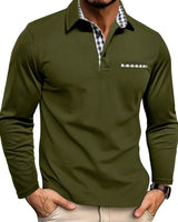 Langarm Poloshirt Herren in Olivgrün