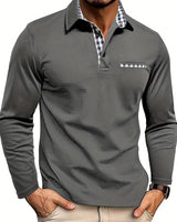 Langarm Poloshirt Herren in Grau