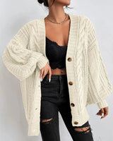 Lässiger Zopfmuster-Cardigan in Beige