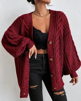 Lässiger Zopfmuster-Cardigan in Rot